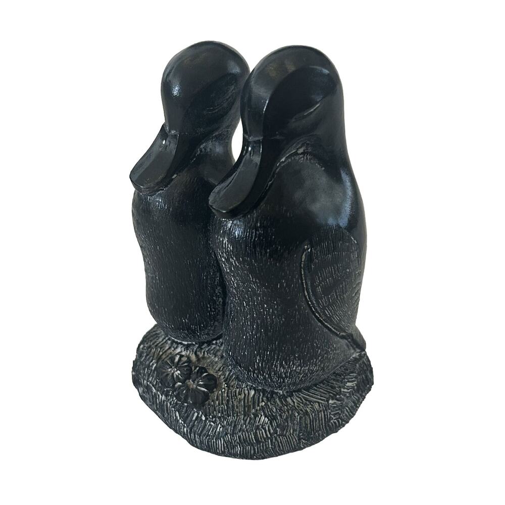 Aardvark Collection Duck Figurine Black Soapstone Carved Sculpture Canada Signed